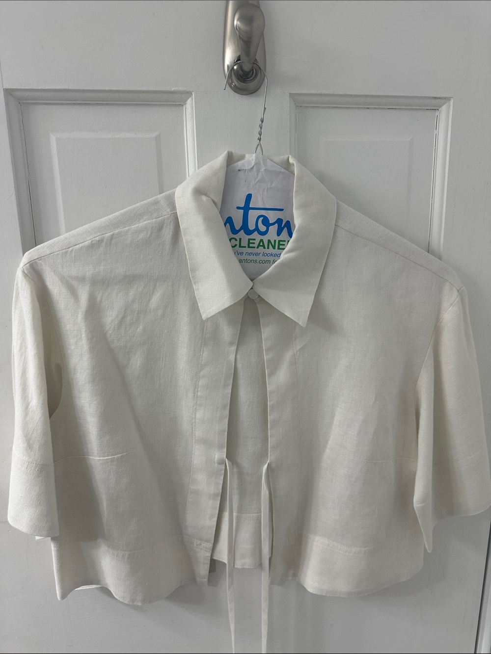 Classic White Cropped Tie-Front  Shirt